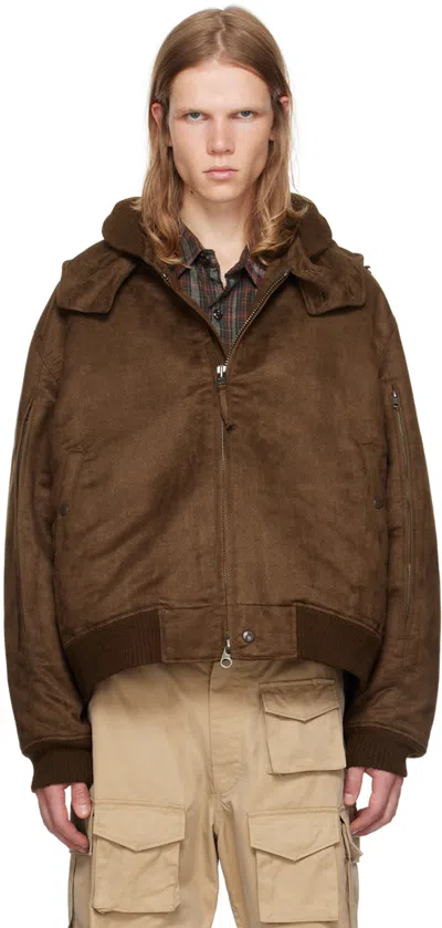 Engineered Garments Brown Ll Faux-suede Bomber Jacket In Ct280 B - Brown Poly