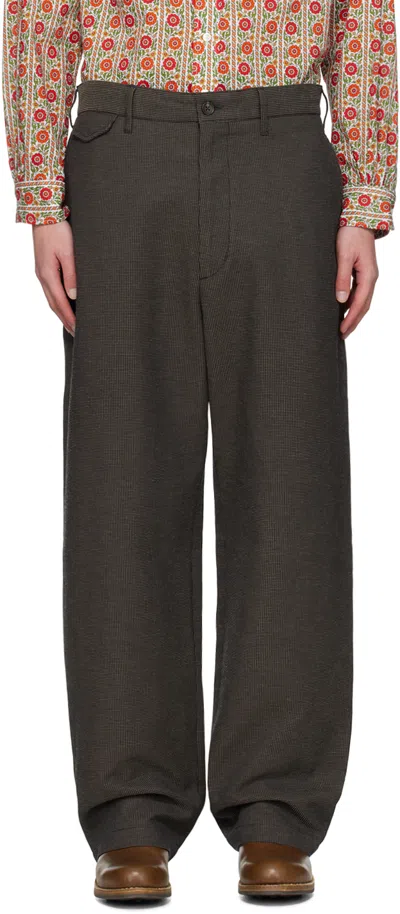 Engineered Garments Brown Officer Trousers In Co001 Dk.brown Cp Wa