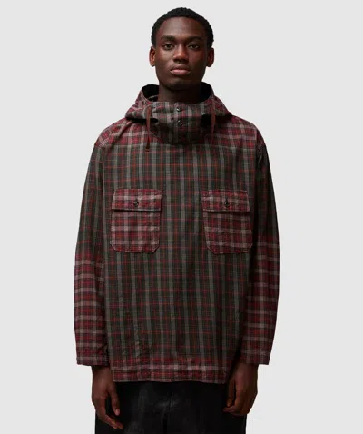 Engineered Garments Cagoule Shirt In Olive/red Cotton Smoky Plaid