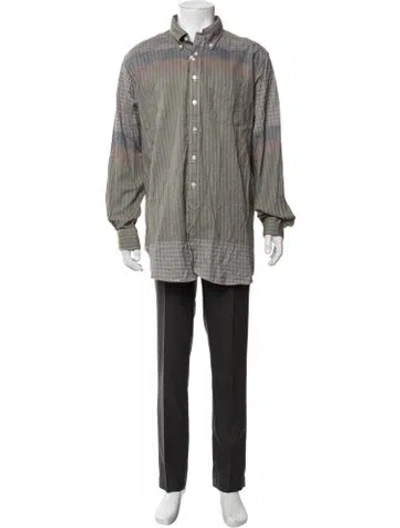 Pre-owned Engineered Garments Colorblock Pattern Long Sleeve Shirt W/ Tags In Green