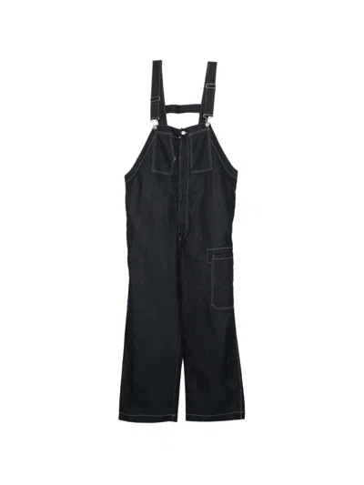 Engineered Garments Contrast-stitch Denim Dungarees In Black