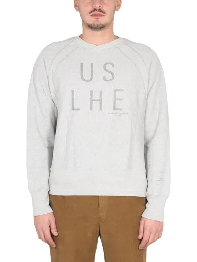 Engineered Garments Crewneck Sweatshirt With Front Logo Print In Grey