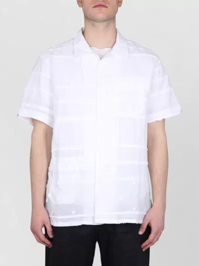 Engineered Garments Embroidered Shirt Straight Cut Chest Pocket In White