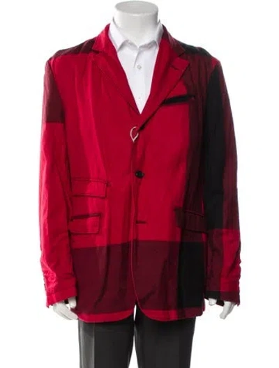 Pre-owned Engineered Garments Flannel Print Wool Blazer W/ Tags In Red