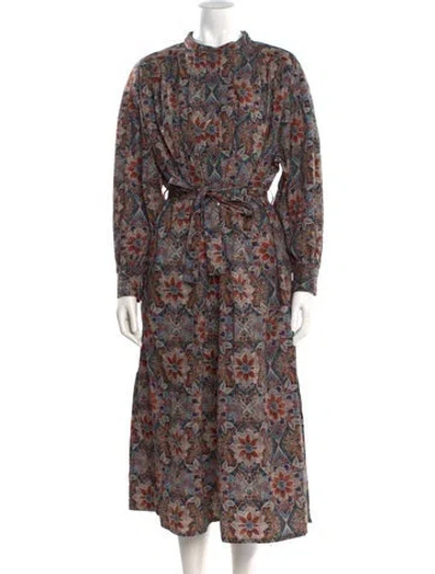 Pre-owned Engineered Garments Floral Print Long Dress W/ Tags In Blue