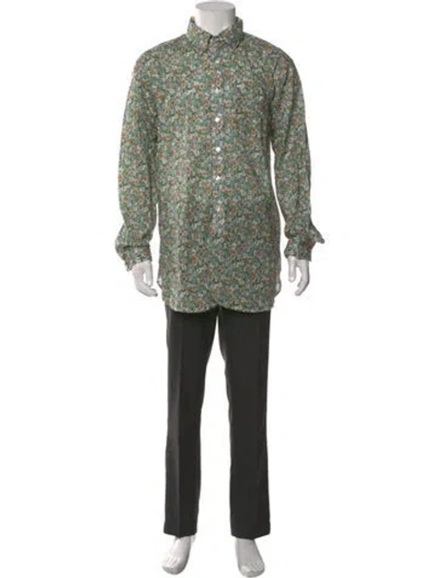 Pre-owned Engineered Garments Floral Print Long Sleeve Shirt W/ Tags In Green