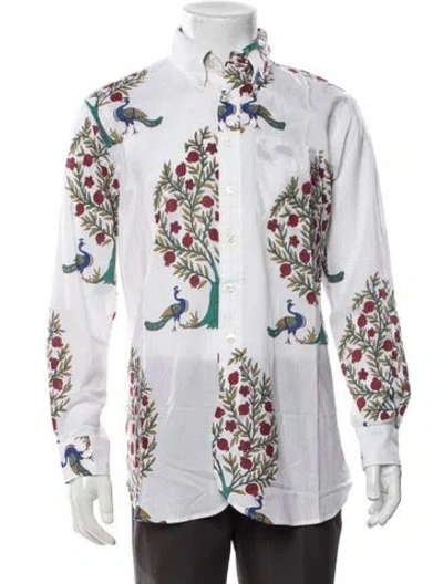 Pre-owned Engineered Garments Floral Print Long Sleeve Shirt In White