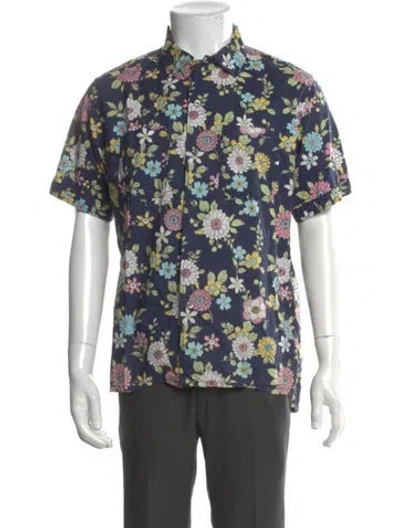 Pre-owned Engineered Garments Floral Print Short Sleeve Shirt In Purple