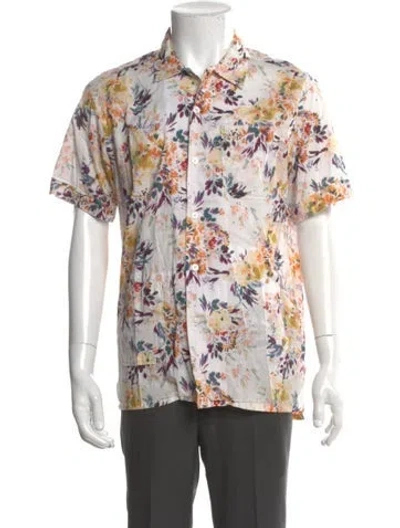Pre-owned Engineered Garments Floral Print Short Sleeve Shirt In White