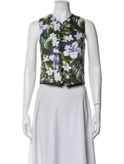 Pre-owned Engineered Garments Floral Print Sleeveless Top In Green