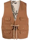 Engineered Garments Fowl V-neck Waistcoat In Brown