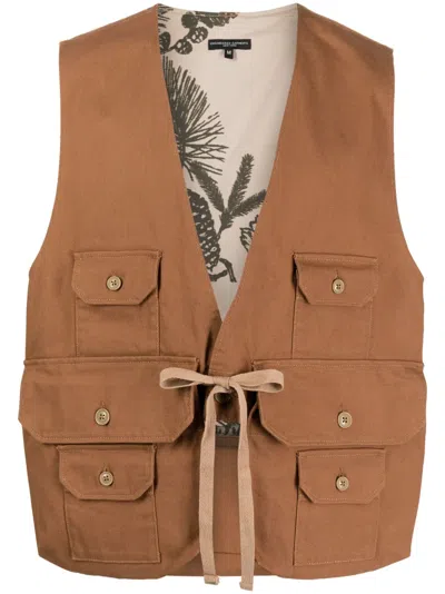 Engineered Garments Fowl V-neck Waistcoat In Brown