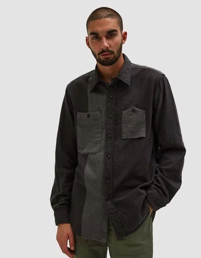 Pre-owned Engineered Garments Fw17 Work Shirt Grey Big Herringbone Stripe In Gray