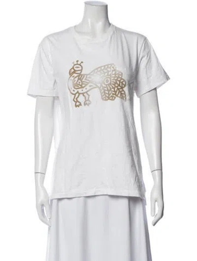 Pre-owned Engineered Garments Graphic Print Crew Neck T-shirt In White