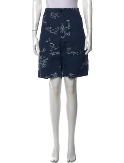 Pre-owned Engineered Garments Graphic Print Knee-length Shorts W/ Tags In Blue