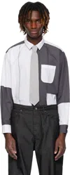 Engineered Garments Gray & White Short Collar Shirt In Et002 White 100's 2p