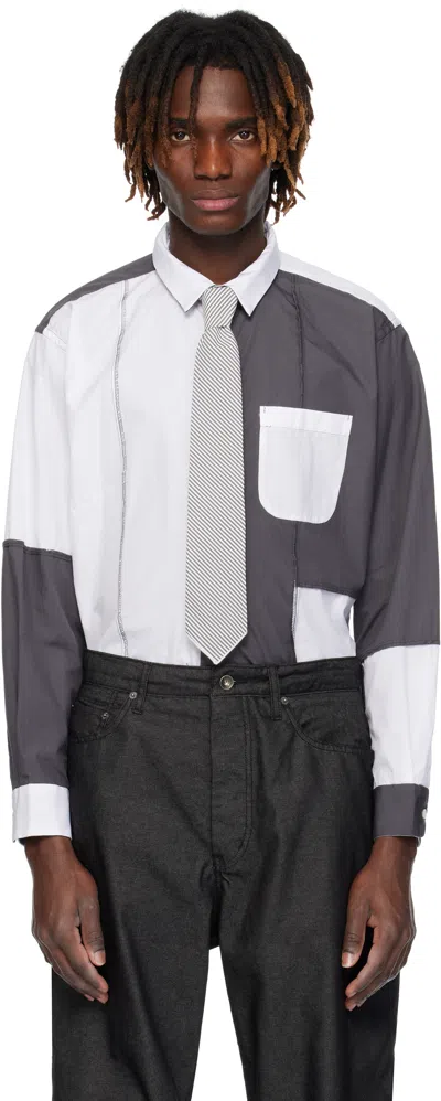 Engineered Garments Gray & White Short Collar Shirt In Et002 White 100's 2p