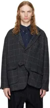 Engineered Garments Gray Slanted Blazer In Ip009 Charcoal/lt.bl