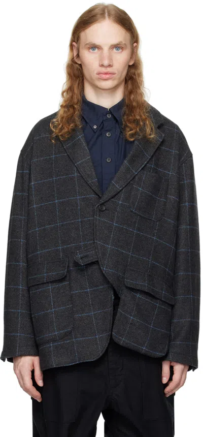Engineered Garments Gray Slanted Blazer In Ip009 Charcoal/lt.bl
