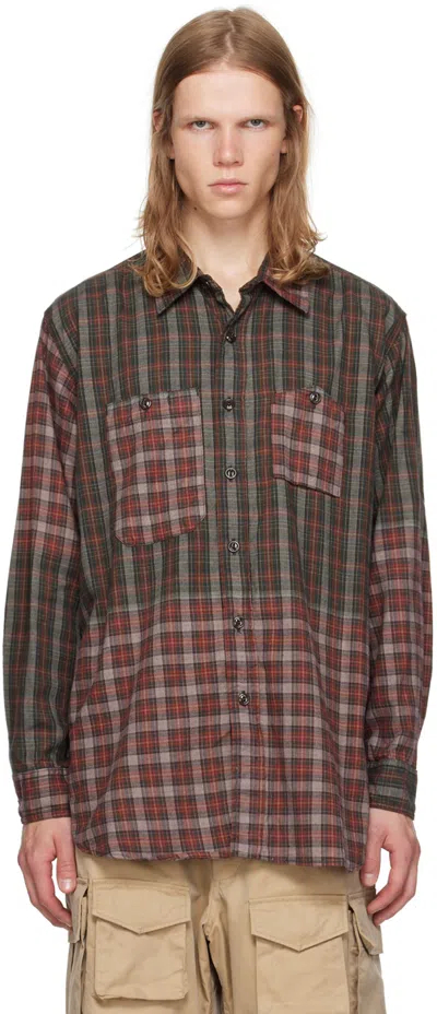 Engineered Garments Green & Red Check Shirt In Pf007 Olive/red Cott