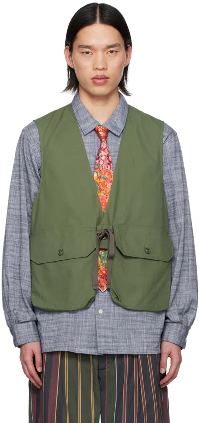 Engineered Garments Green Flap Pocket Vest In Ct010 C - Olive Cott