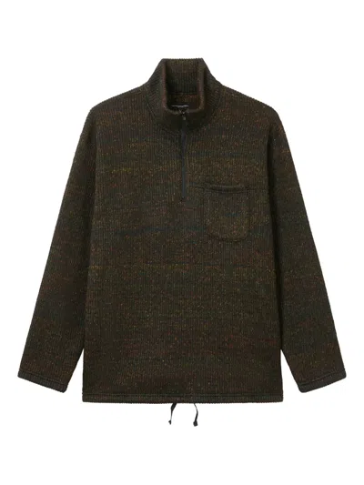 Engineered Garments Half-zip Ribbed Sweater In Green