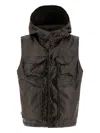 Engineered Garments Hooded Crocodile-effect Vest In Black