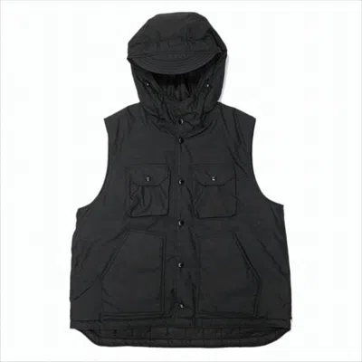 Engineered Garments Hooded Utility Vest With Quilted Interior And Flap Pockets In Black