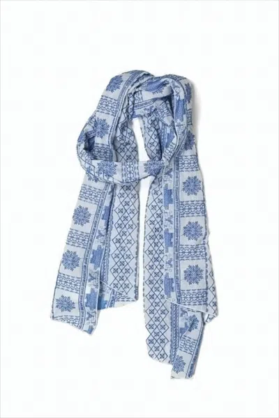 Engineered Garments Intricate Embroidered Lightweight Scarf In Blue