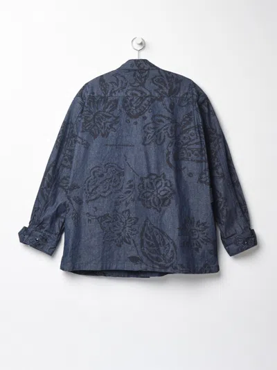 Pre-owned Engineered Garments Jungle Fatigue Jacket_indigo Floral Print 8oz Deni In Blue