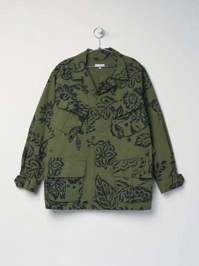 Pre-owned Engineered Garments Jungle Fatigue Jacket_olive Floral Print Ripstop In Blue
