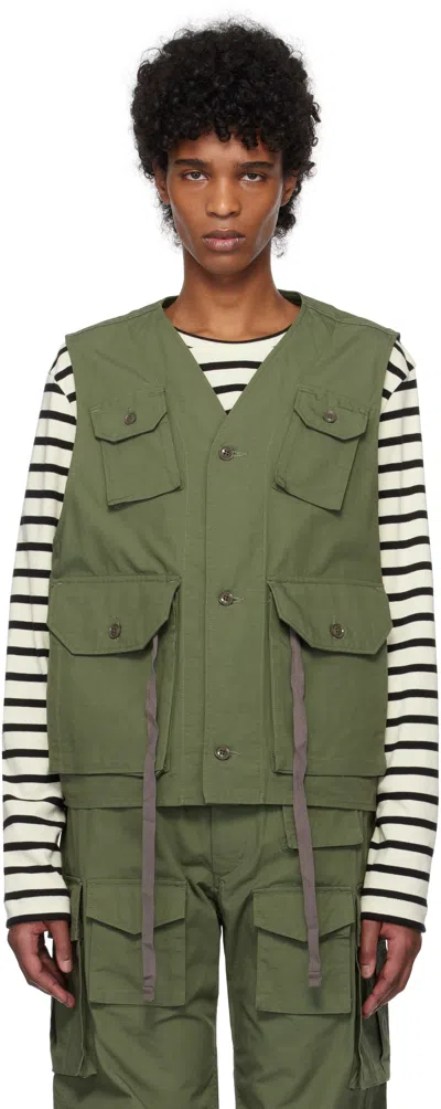 Engineered Garments Khaki C-1 Vest In Ct010 Olive Cotton R