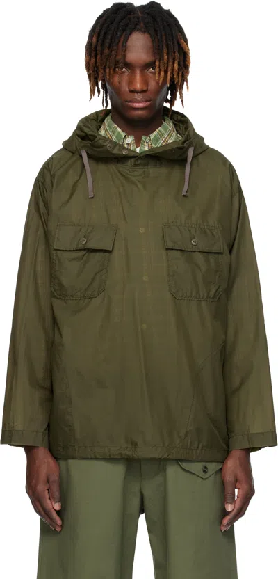 Engineered Garments Khaki Cagoule Jacket In Kd001 B - Olive Nylo