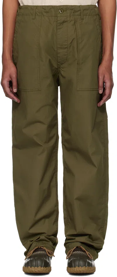 Engineered Garments Khaki Fatigue Trousers In Bs006 Olive Coated C