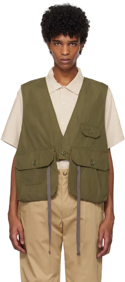 Engineered Garments Khaki Fowl Vest In Bs006 Olive Coated C
