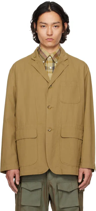Engineered Garments Khaki Loiter Blazer In Eu006 Dk.khaki Cotto