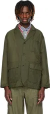 Engineered Garments Khaki Loiter Blazer In Kd001 B - Olive Nylo