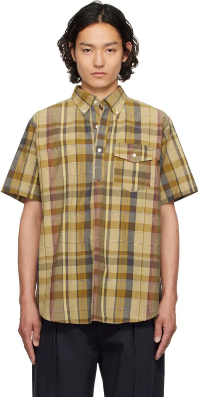 Engineered Garments Khaki Plaid Popover Bd Shirt In Es066 Olive Cotton M