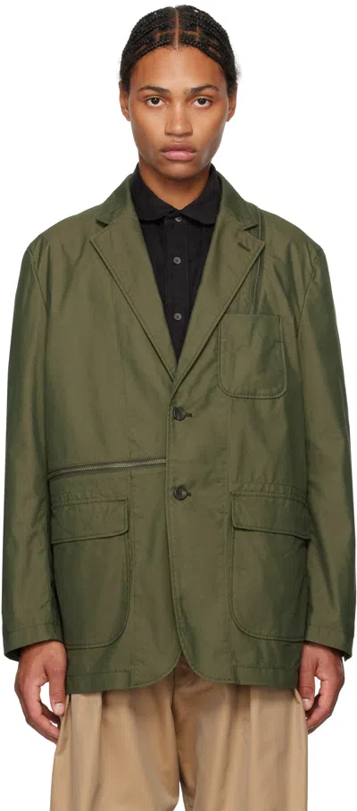 Engineered Garments Khaki Poplin Zip Jacket In Eu001 Olive Cp Weath
