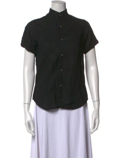 Pre-owned Engineered Garments Linen Short Sleeve Button-up Top In Black