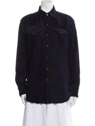 Pre-owned Engineered Garments Long Sleeve Button-up Top In Blue