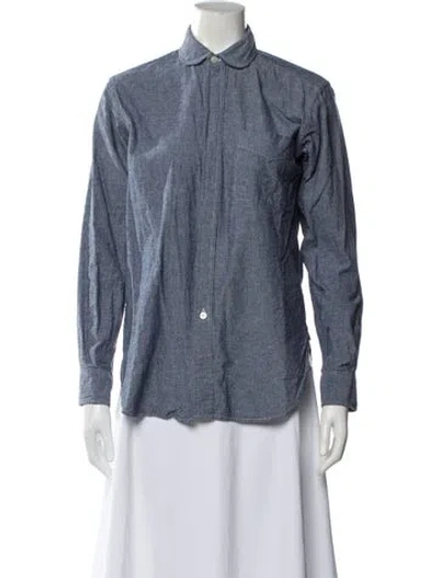 Pre-owned Engineered Garments Long Sleeve Button-up Top In Blue