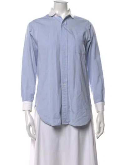 Pre-owned Engineered Garments Long Sleeve Button-up Top In Blue