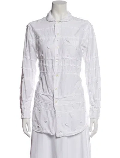 Pre-owned Engineered Garments Long Sleeve Button-up Top In White