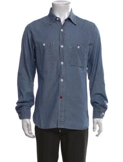 Pre-owned Engineered Garments Long Sleeve Denim Shirt In Blue