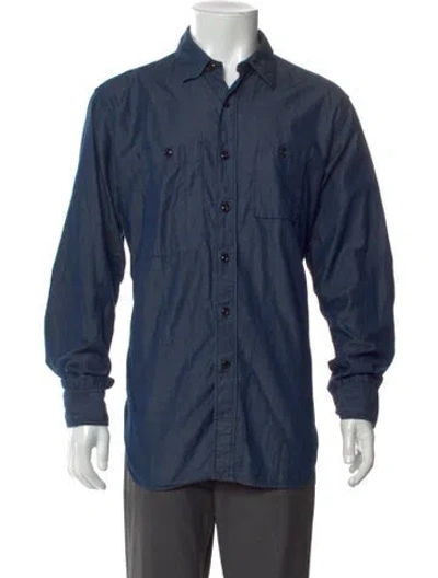 Pre-owned Engineered Garments Long Sleeve Dress Shirt In Blue