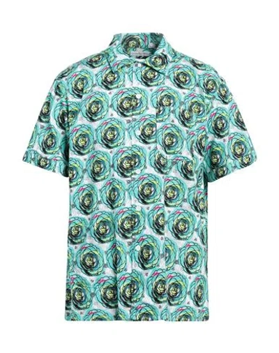 Engineered Garments Man Shirt Turquoise Size L Cotton In Green
