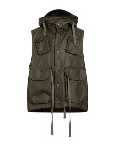 Engineered Garments Man Vest Military Green Size L Cotton, Nylon