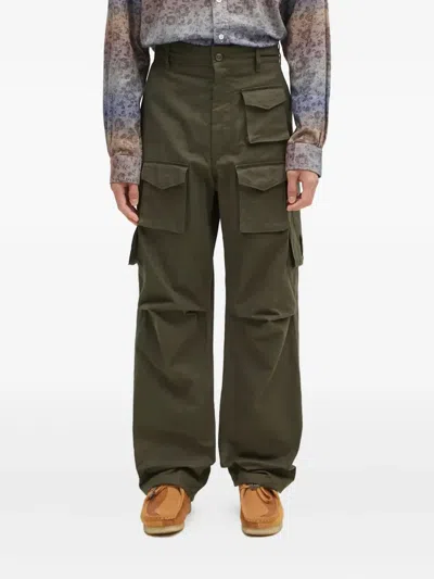 Engineered Garments Multi-pocket Straight-leg Trousers In Green