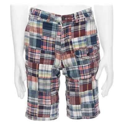Pre-owned Engineered Garments Multicolor Cotton Checkered Patchwork Shorts 28" In Gray